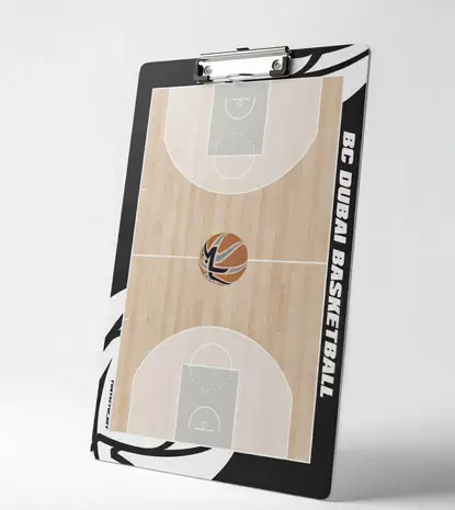 Personalized basketball clipboard for coach BC Dubai