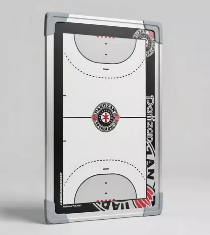 Corporate branding on a custom sports tactical board for professional clubs